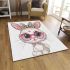 Cute cartoon bunny with pink heart shaped glasses area rugs carpet