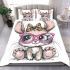 Cute cartoon bunny with pink heart shaped glasses bedding set