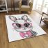 Cute cartoon bunny with pink heart shaped glasses area rugs carpet