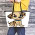 Cute cartoon dog leather tote bag