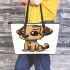 Cute cartoon dog leather tote bag