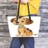 Cute cartoon dog leather tote bag