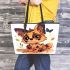 Cute cartoon dog in the style of chibi leather tote bag