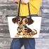 Cute cartoon dog leather tote bag