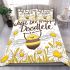 Cute cartoon drawing of a smiling bee bedding set