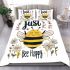 Cute cartoon drawing of a smiling bee doing bedding set