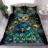 Cute cartoon fairy owl with big blue eyes bedding set