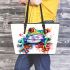 Cute cartoon frog leaather tote bag