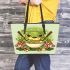 Cute cartoon frog eating ramen leaather tote bag