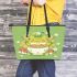 Cute cartoon frog eating ramen leaather tote bag