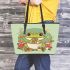 Cute cartoon frog eating ramen leaather tote bag