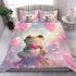 Cute cartoon frog holding a pink heart bedding set