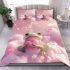 Cute cartoon frog holding a pink heart bedding set