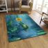 Cute cartoon frog holding on to the stem area rugs carpet