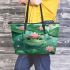 Cute cartoon frog in the water leaather tote bag