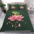 Cute cartoon frog jumping on top of a pink lotus flower bedding set