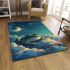 Cute cartoon frog lies on the clouds in space area rugs carpet