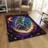 Cute cartoon frog on the moon psychedelic rainbow colors area rugs carpet