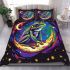 Cute cartoon frog on the moon psychedelic rainbow colors bedding set