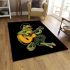 Cute cartoon frog playing guitar in a simple drawing area rugs carpet