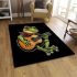 Cute cartoon frog playing guitar in a simple drawing area rugs carpet