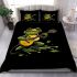 Cute cartoon frog playing guitar in a simple drawing bedding set