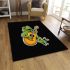 Cute cartoon frog playing guitar in a simple drawing area rugs carpet