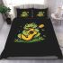 Cute cartoon frog playing guitar in a simple drawing bedding set