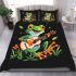 Cute cartoon frog playing guitar in a simple flat style design bedding set