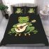 Cute cartoon frog playing guitar in a simple flat style design bedding set