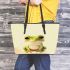 Cute cartoon frog simple design leaather tote bag