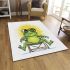 Cute cartoon frog sitting in a lawn chair with big sunglasses on area rugs carpet