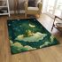 Cute cartoon frog sitting on a cloud in a starry sky area rugs carpet