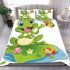 Cute cartoon frog sitting on a lily pad bedding set