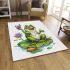 Cute cartoon frog sitting on a lily pad area rugs carpet