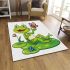 Cute cartoon frog sitting on a lily pad area rugs carpet