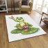 Cute cartoon frog sitting on a lily pad area rugs carpet