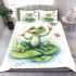 Cute cartoon frog sitting on a lily pad smiling with his legs crossed bedding set