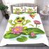 Cute cartoon frog sitting on a lily pad smiling with his legs crossed bedding set