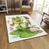 Cute cartoon frog sitting on a lily pad smiling with his legs crossed area rugs carpet