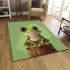 Cute cartoon frog sitting on a tree stump with big eyes area rugs carpet