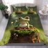 Cute cartoon frog sitting on a tree stump with big eyes bedding set