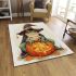 Cute cartoon frog wearing a witch hat sitting on a pumpkin area rugs carpet