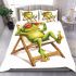 Cute cartoon frog wearing sunglasses lounging in the sun bedding set