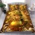 Cute cartoon frog with a crown sitting on a golden ball bedding set