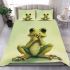 Cute cartoon frog with big eyes and hands bedding set