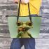 Cute cartoon frog with big eyes and long legs leaather tote bag