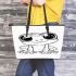 Cute cartoon frog with big eyes coloring page for kids leaather tote bag