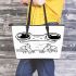 Cute cartoon frog with big eyes coloring page for kids leaather tote bag