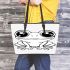 Cute cartoon frog with big eyes coloring page for kids leaather tote bag